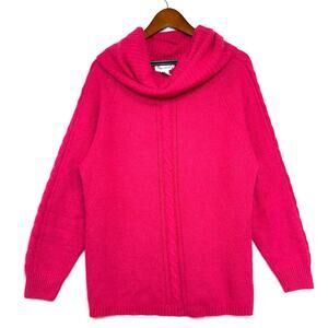 Vintage Eminent M Silk Wool Blend Turtleneck Sweater Pink Fuzzy Soft Knit Preppy